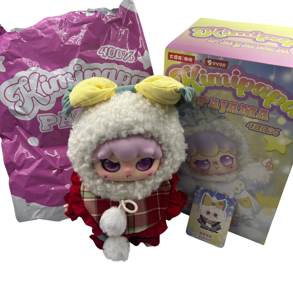 Kimipopo Pajama 400% Sleepost Plush Figure Red Plaid Hooded Doll with Box Card
